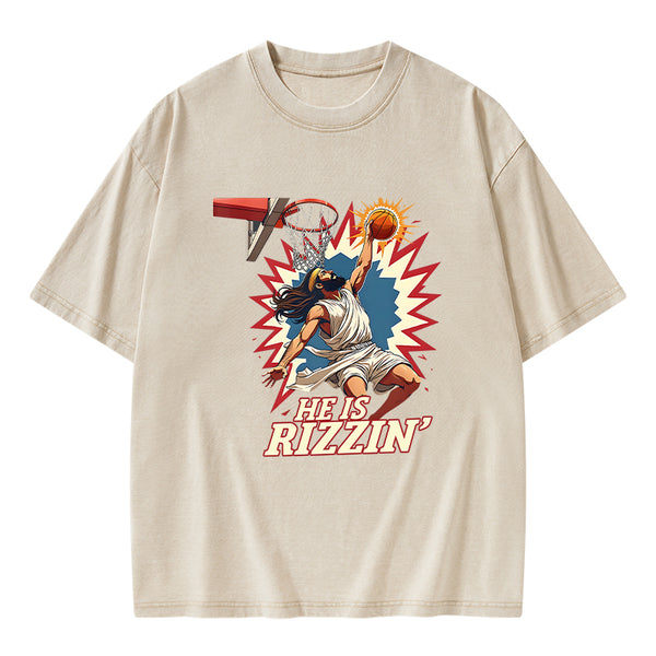 He Is Rizzen Jesus Christian Washed T-Shirt