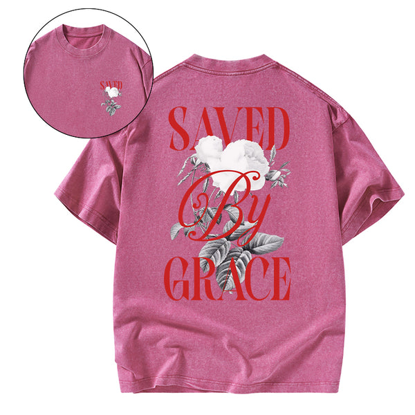 Saved By Grace Christian Washed T-Shirt
