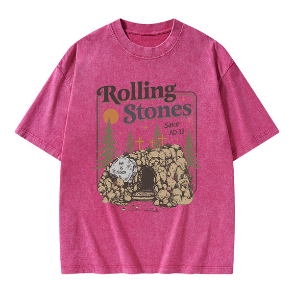 Rolling Stone Since AD 33 Boho Christian Washed T-Shirt