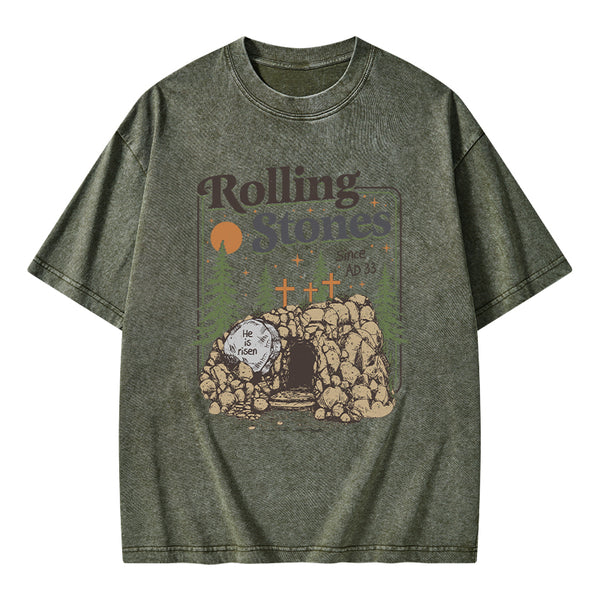 Rolling Stone Since AD 33 Boho Christian Washed T-Shirt