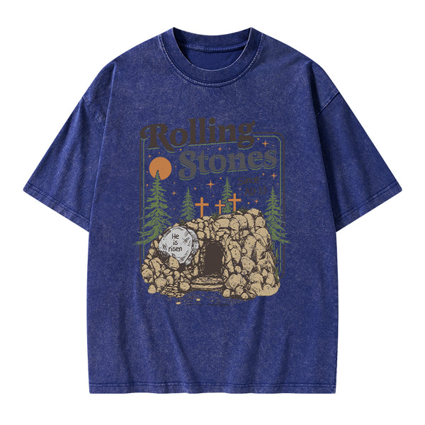 Rolling Stone Since AD 33 Boho Christian Washed T-Shirt
