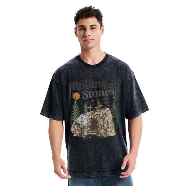 Rolling Stone Since AD 33 Boho Christian Washed T-Shirt