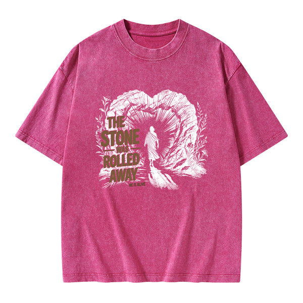 The Stone Was Rolled Away Christian Washed T-Shirt