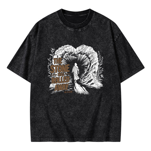 The Stone Was Rolled Away Christian Washed T-Shirt
