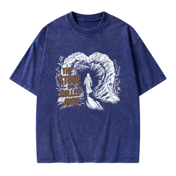 The Stone Was Rolled Away Christian Washed T-Shirt