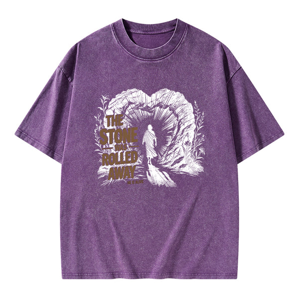 The Stone Was Rolled Away Christian Washed T-Shirt