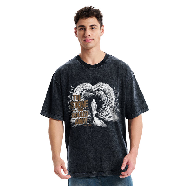 The Stone Was Rolled Away Christian Washed T-Shirt