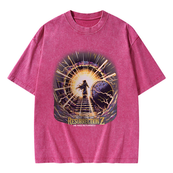 GC-WTSA2009 Next Time On Resurrection Christian Washed T-Shirt