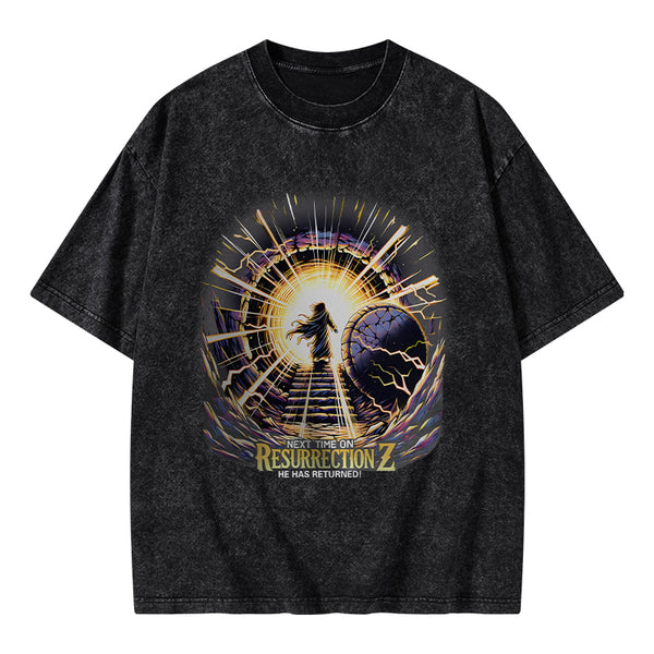 GC-WTSA2009 Next Time On Resurrection Christian Washed T-Shirt
