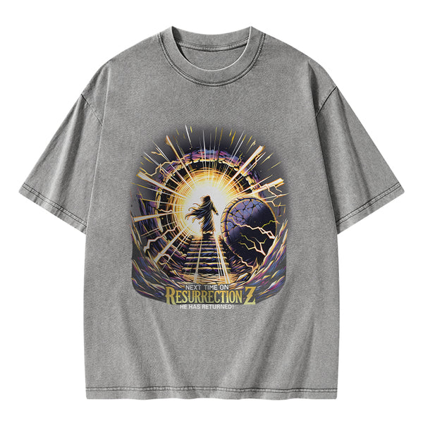 GC-WTSA2009 Next Time On Resurrection Christian Washed T-Shirt