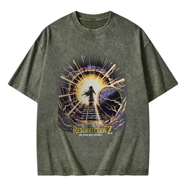 GC-WTSA2009 Next Time On Resurrection Christian Washed T-Shirt