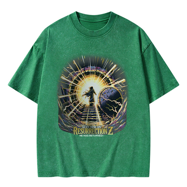 GC-WTSA2009 Next Time On Resurrection Christian Washed T-Shirt