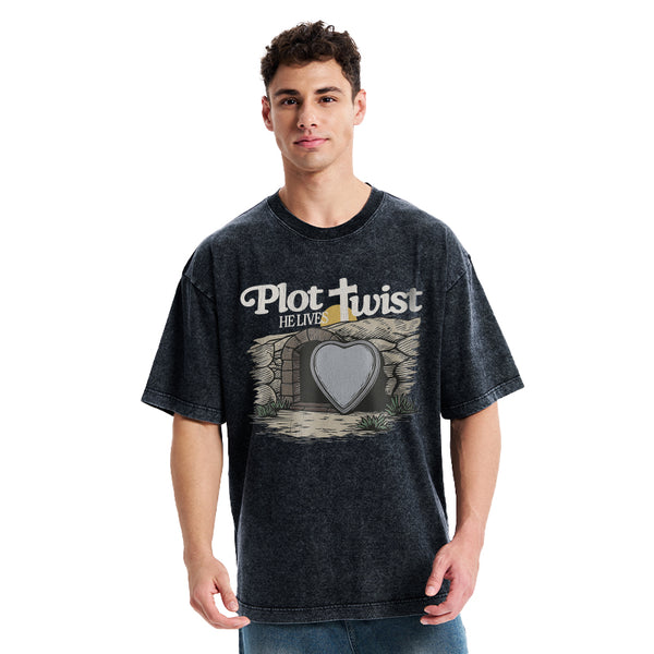 Plot Twist He Lives Christian Washed T-Shirt