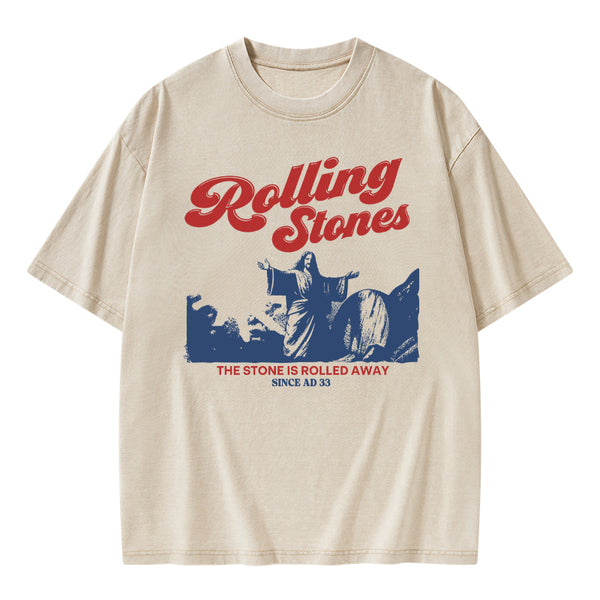 The Stone Was Rolled Away Jesus Christian Washed T-Shirt