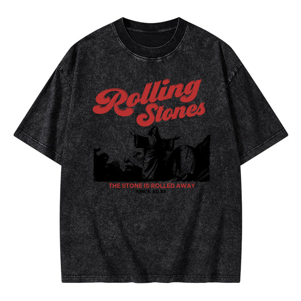 The Stone Was Rolled Away Jesus Christian Washed T-Shirt