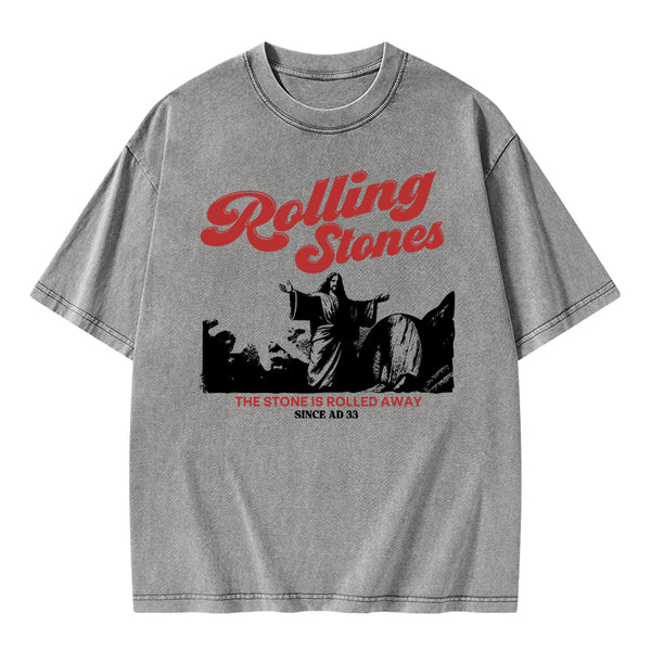 The Stone Was Rolled Away Jesus Christian Washed T-Shirt
