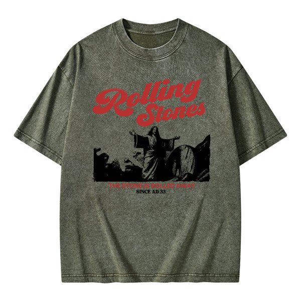 The Stone Was Rolled Away Jesus Christian Washed T-Shirt