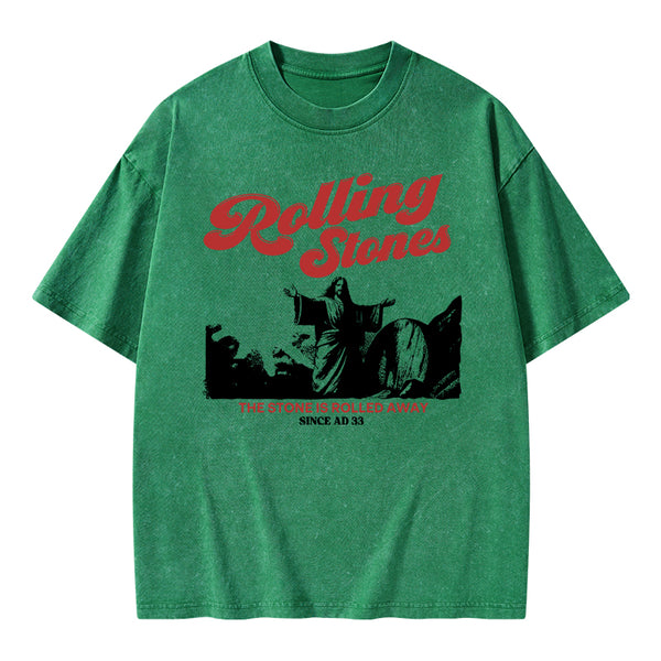 The Stone Was Rolled Away Jesus Christian Washed T-Shirt