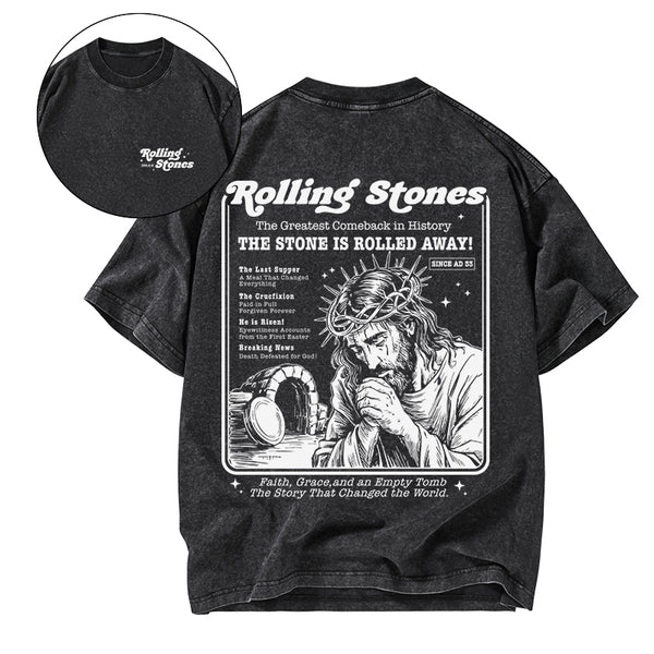 GC-WTSA2057 Rolling Stones Jesus Christian Washed T-Shirt