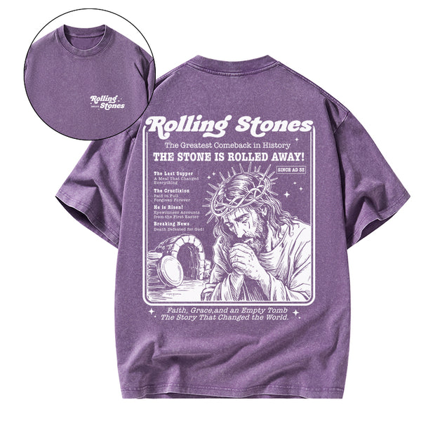 GC-WTSA2057 Rolling Stones Jesus Christian Washed T-Shirt