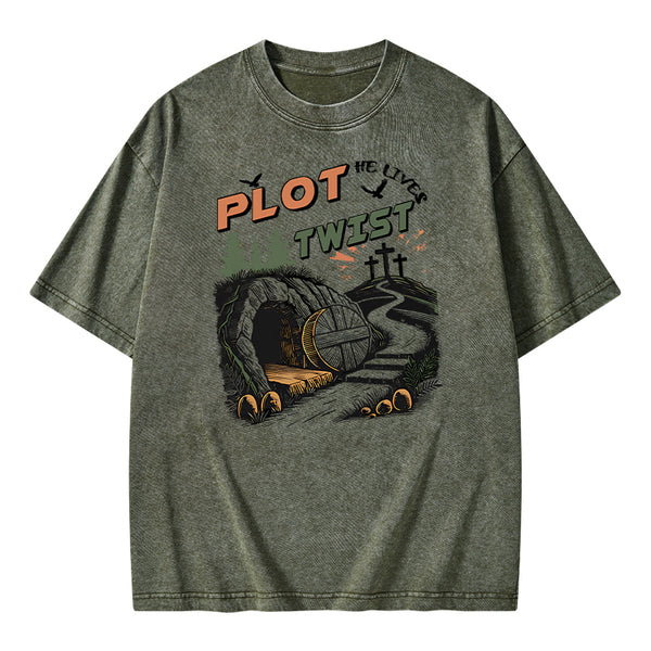 Plot Twist Retro Christian Washed T-Shirt