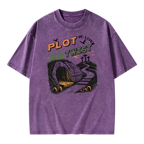 Plot Twist Retro Christian Washed T-Shirt