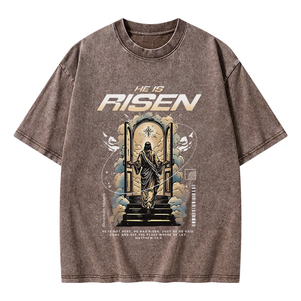 GC-WTSA2064 He Is Risen Christian Washed T-Shirt