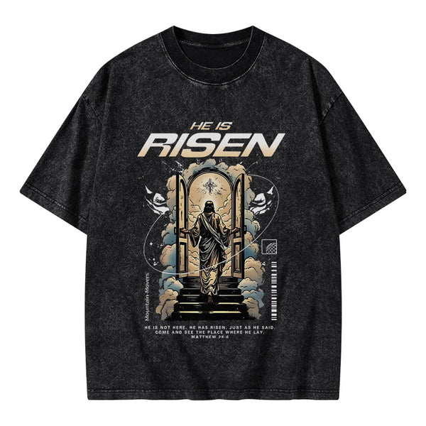 GC-WTSA2064 He Is Risen Christian Washed T-Shirt