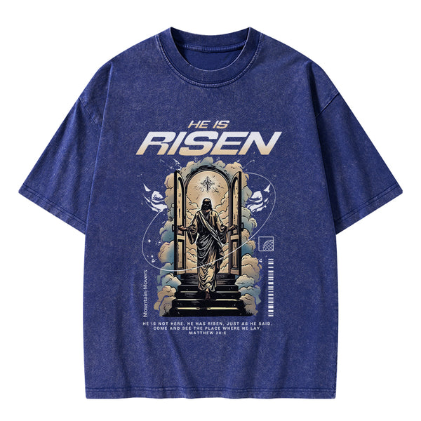 GC-WTSA2064 He Is Risen Christian Washed T-Shirt
