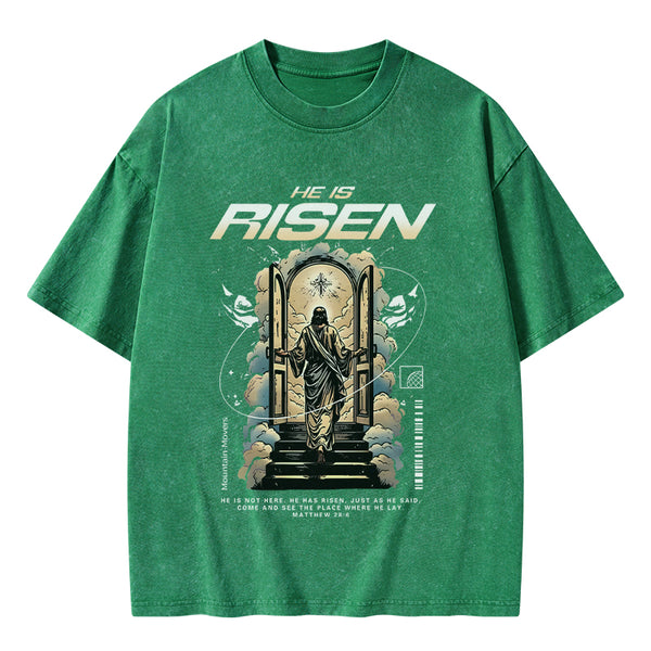 GC-WTSA2064 He Is Risen Christian Washed T-Shirt