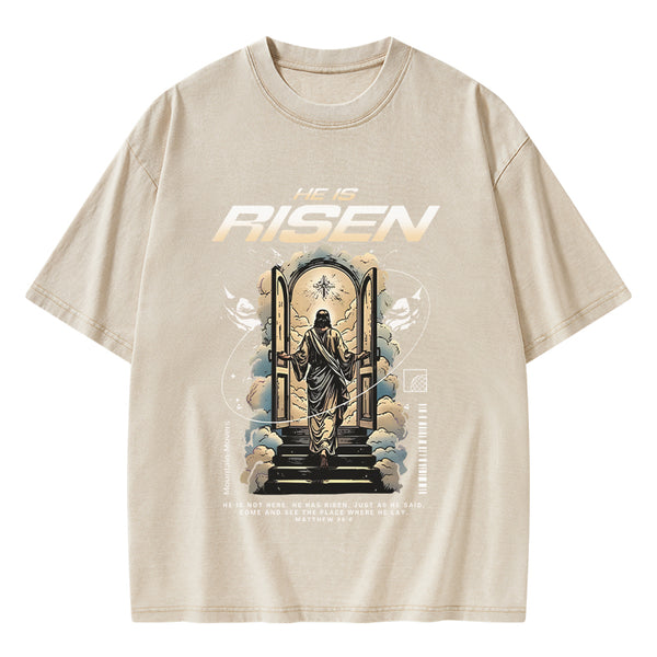 GC-WTSA2064 He Is Risen Christian Washed T-Shirt