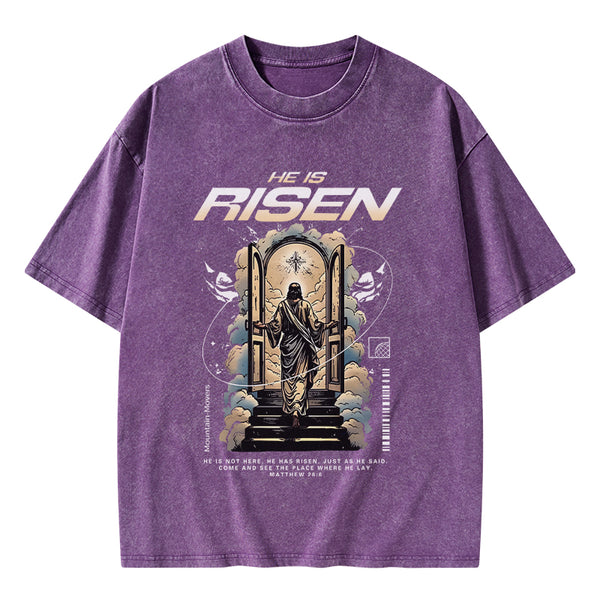 GC-WTSA2064 He Is Risen Christian Washed T-Shirt