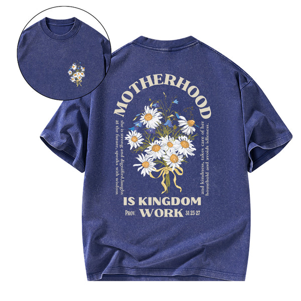 GC-WTSA2092 Motherhood Is Kingdom Christian Washed T-Shirt