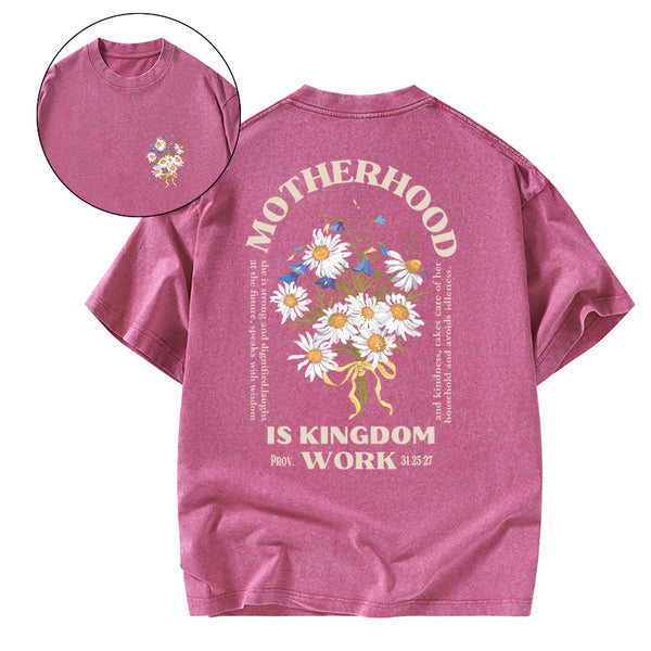 GC-WTSA2092 Motherhood Is Kingdom Christian Washed T-Shirt
