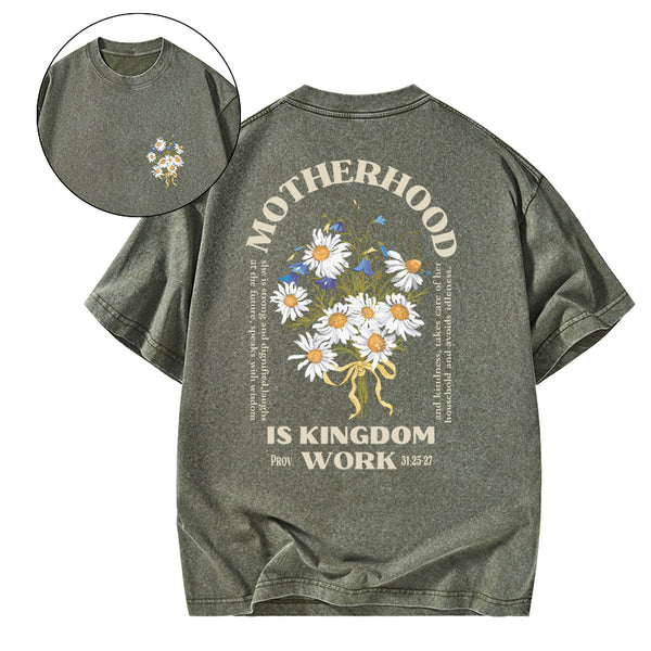 GC-WTSA2092 Motherhood Is Kingdom Christian Washed T-Shirt
