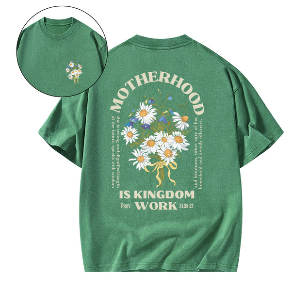 GC-WTSA2092 Motherhood Is Kingdom Christian Washed T-Shirt