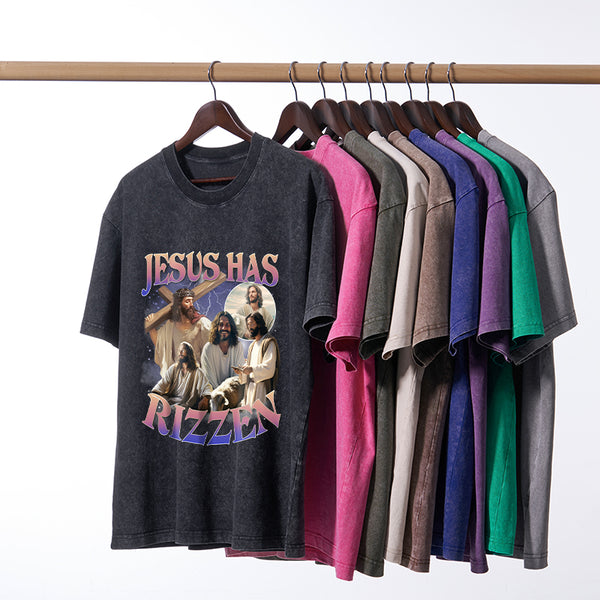 Jesus Has Rizzen Christian Washed T-Shirt