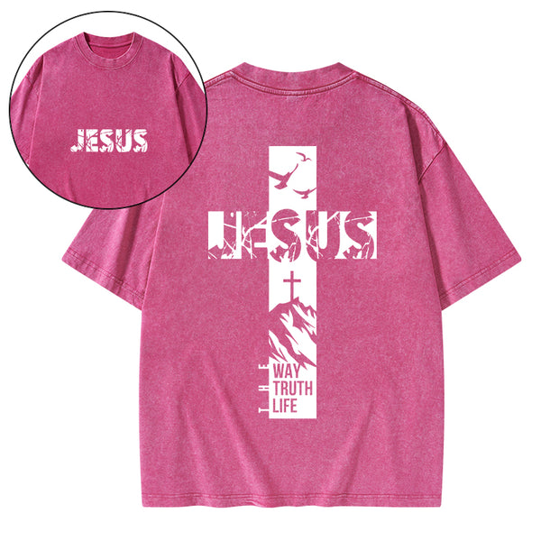 Jesus The Way The Truth And The Life Christian Washed T-Shirt