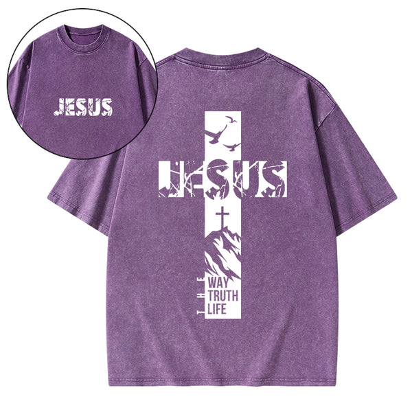 Jesus The Way The Truth And The Life Christian Washed T-Shirt