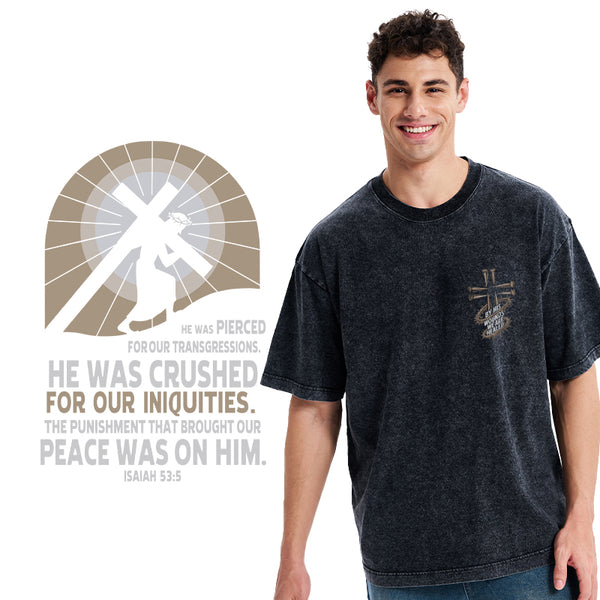 By His Wounds We Are Healed Christian Washed T-Shirt