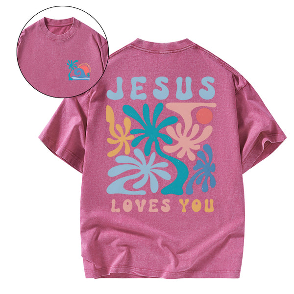 Jesus Love You Christian Washed T-Shirt