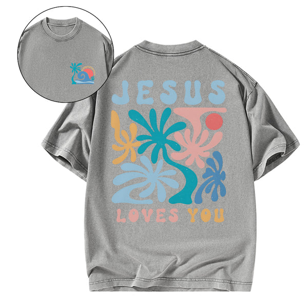 Jesus Love You Christian Washed T-Shirt