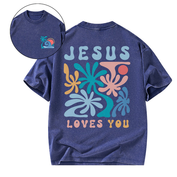 Jesus Love You Christian Washed T-Shirt