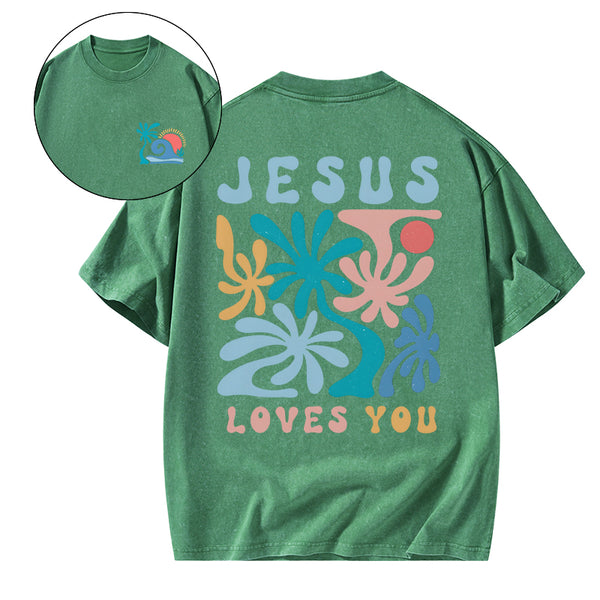 Jesus Love You Christian Washed T-Shirt