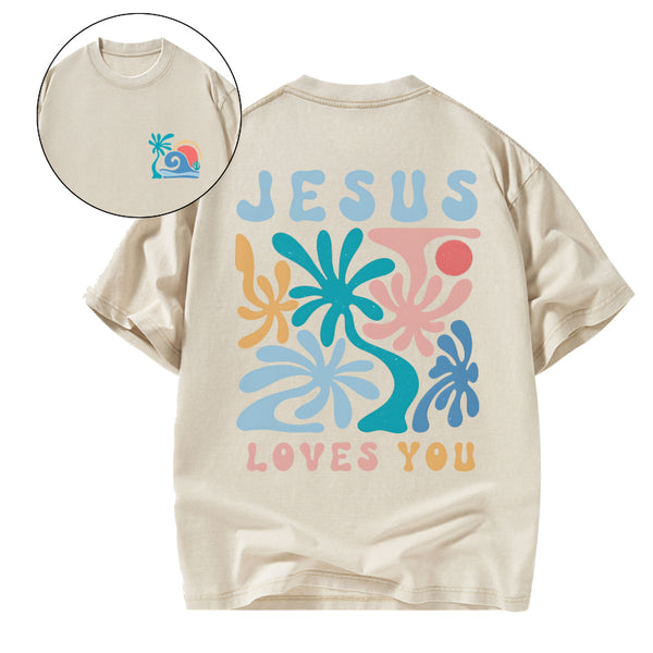 Jesus Love You Christian Washed T-Shirt