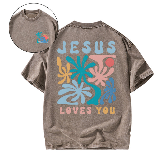 Jesus Love You Christian Washed T-Shirt