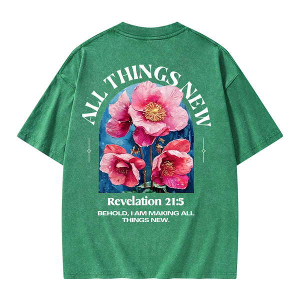 All Things New Behold Christian Washed T-Shirt