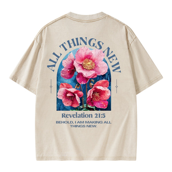 All Things New Behold Christian Washed T-Shirt