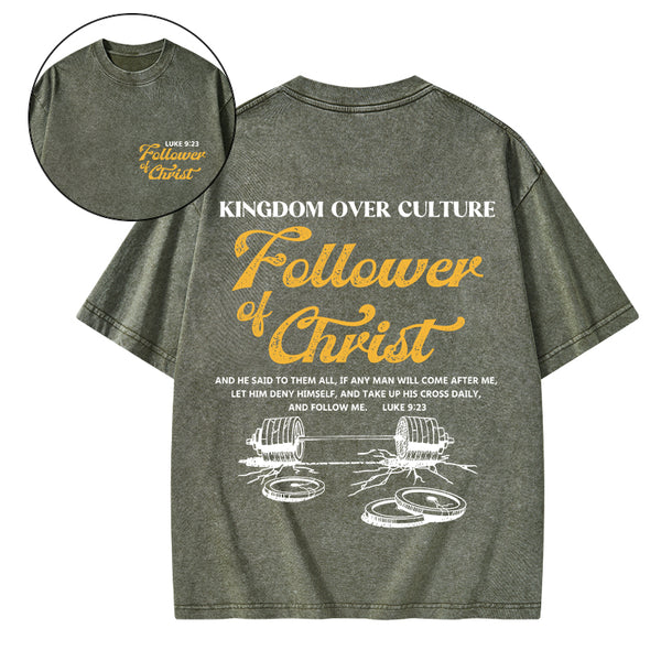 Follower Of Christ Christian Washed T-Shirt