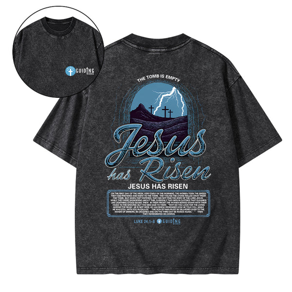 Jesus Has Risen Christian Washed T-Shirt